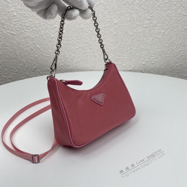 prada女包 普拉達新款mini Hobo粉色手拎包 1TT122 Prada單肩斜挎包 Prada三合一腋下包  pyd2355
